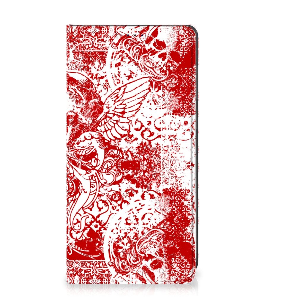 Mobiel BookCase Samsung Galaxy A10 Angel Skull Rood