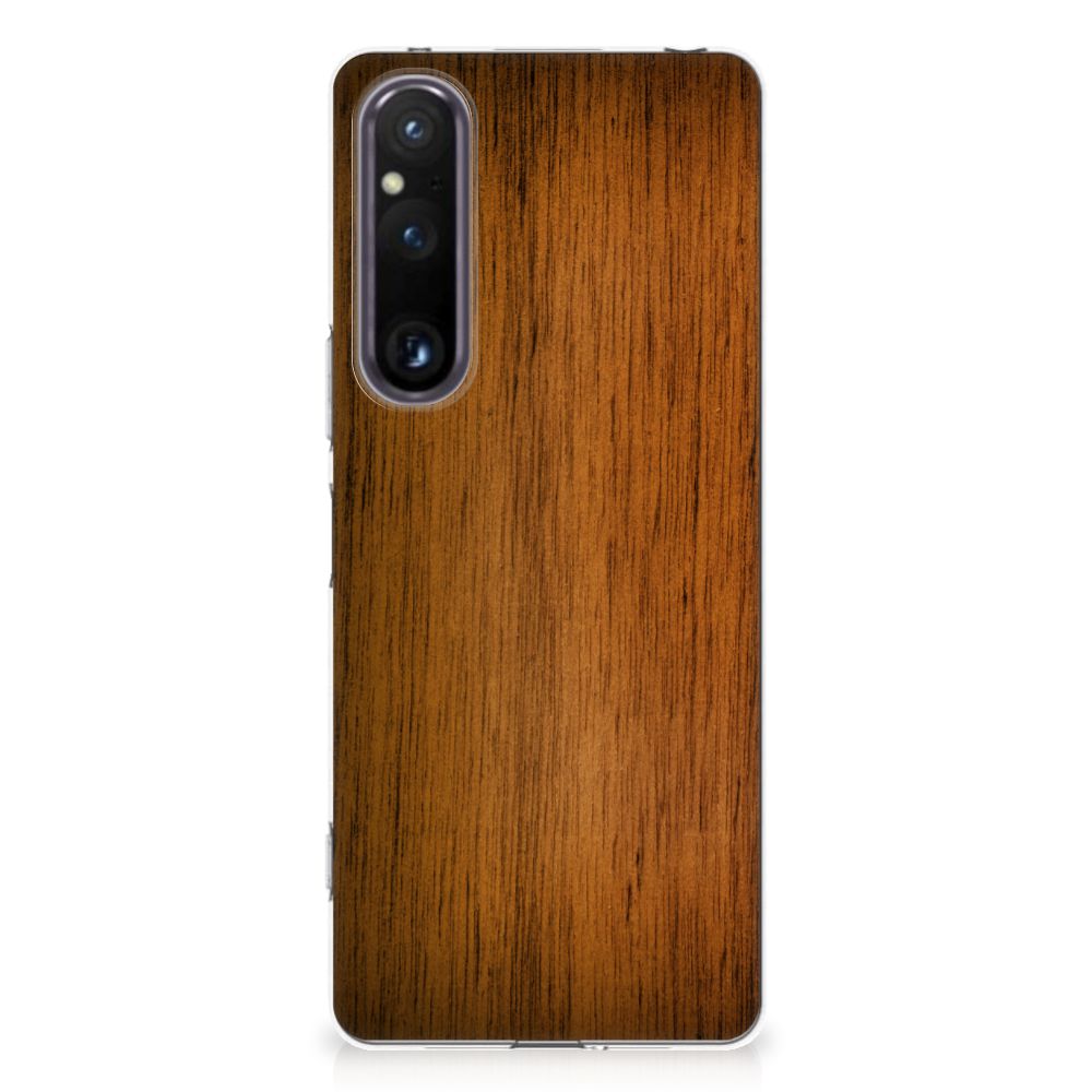 Sony Xperia 1 V Bumper Hoesje Donker Hout