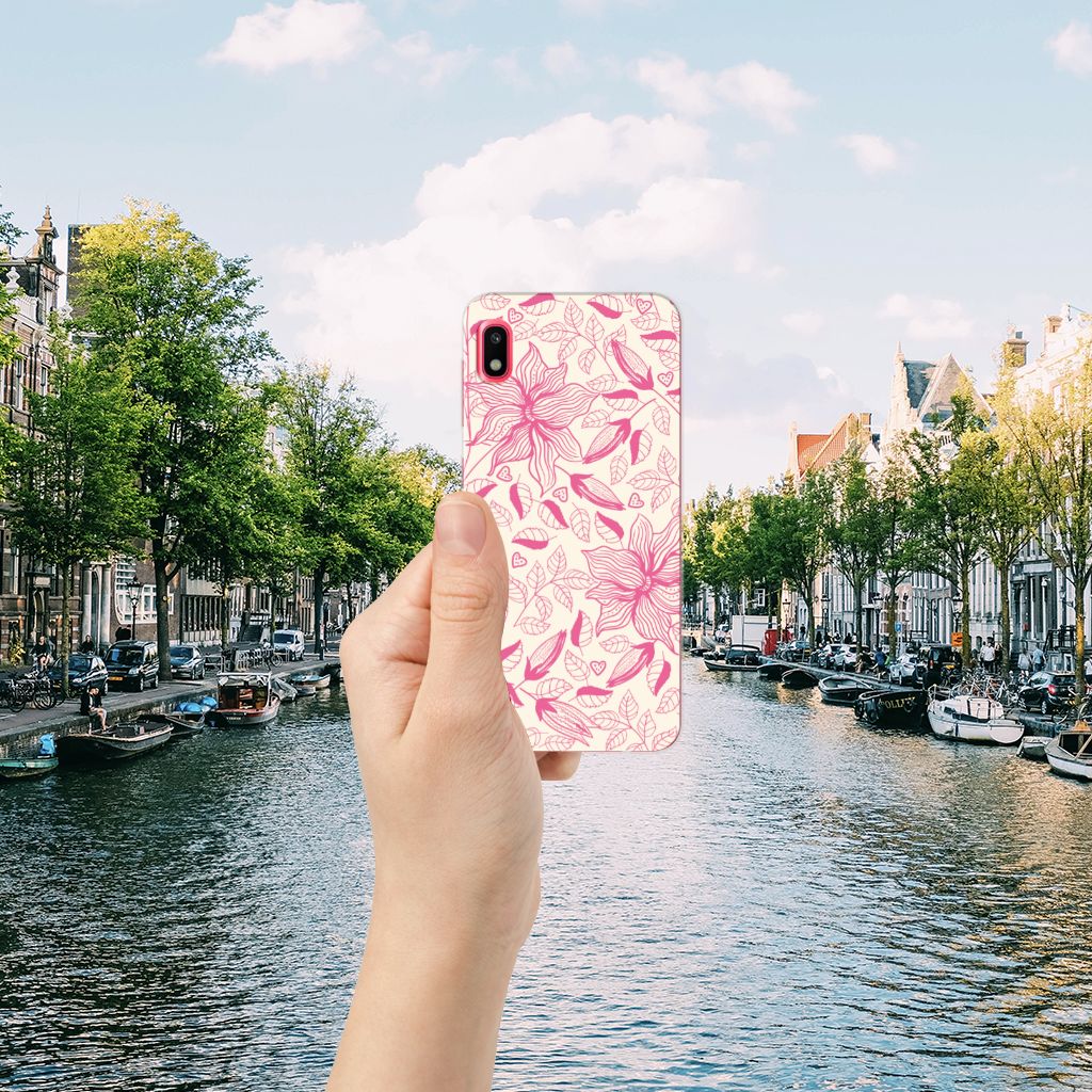 Samsung Galaxy A10 TPU Case Pink Flowers