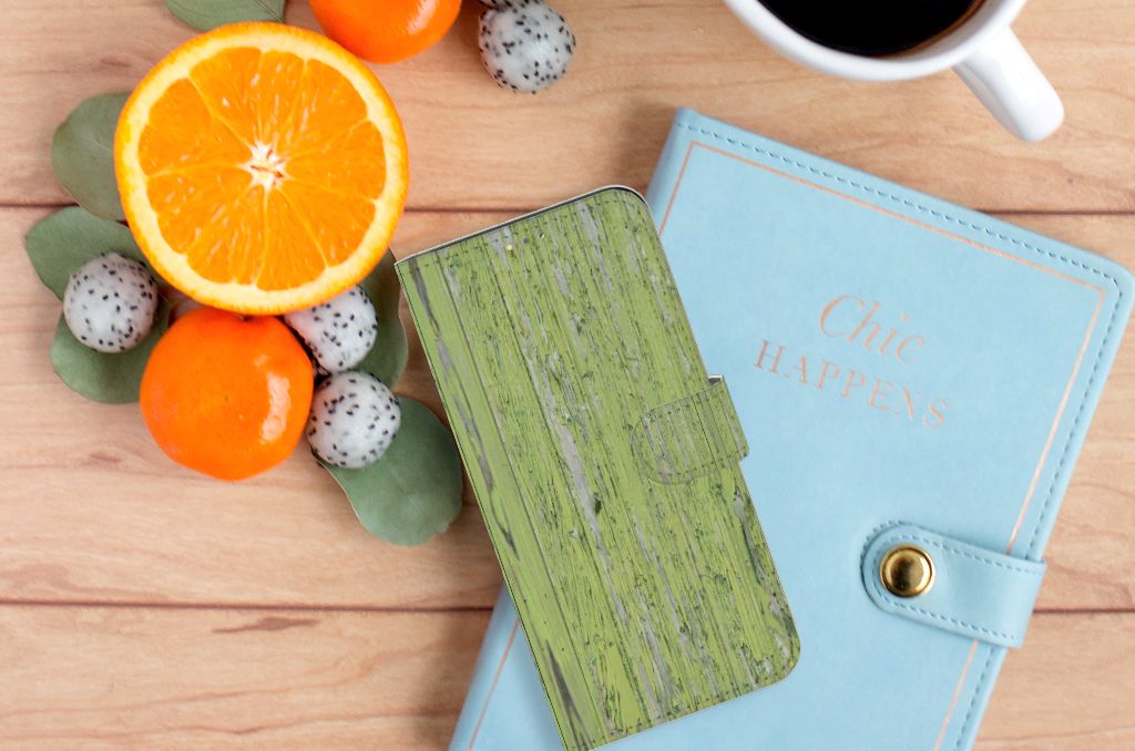 OPPO A15 Book Style Case Green Wood