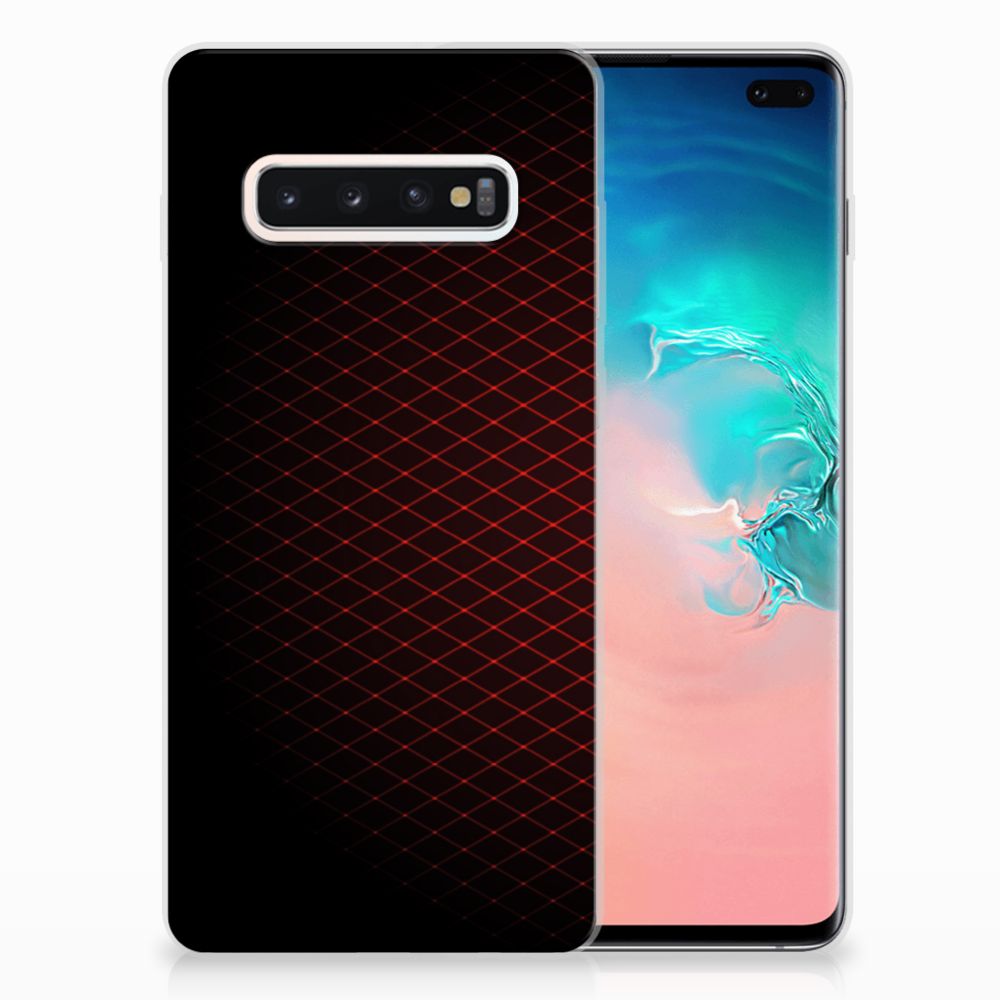 Samsung Galaxy S10 Plus TPU bumper Geruit Rood