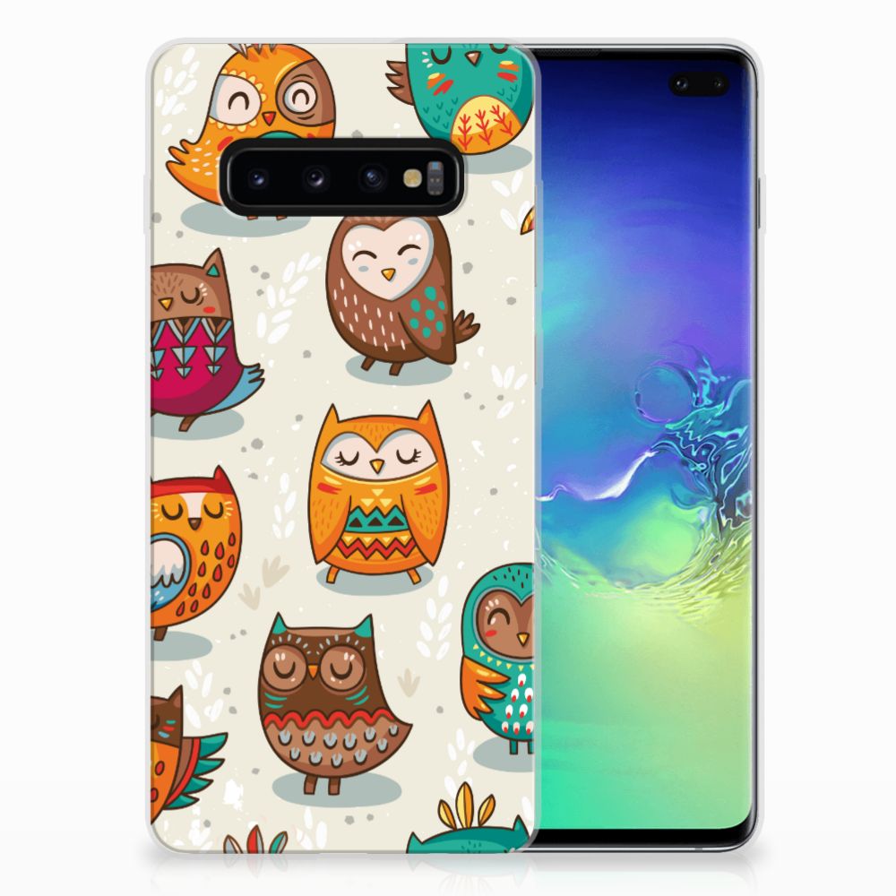 Samsung Galaxy S10 Plus TPU Hoesje Vrolijke Uilen