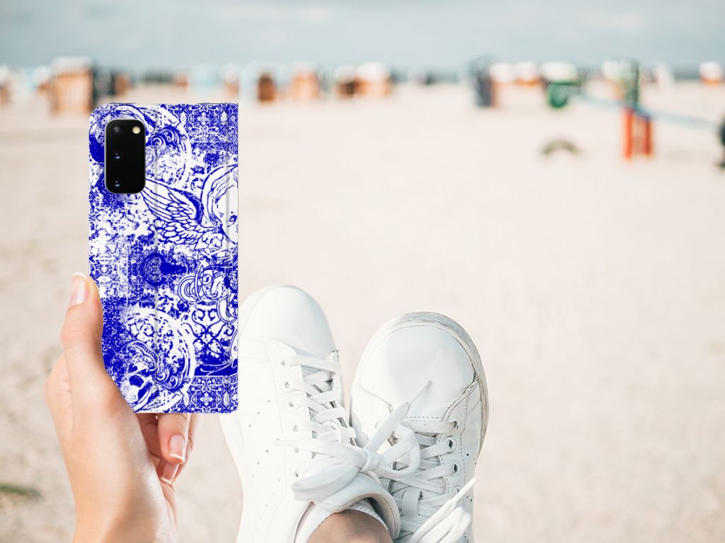 Mobiel BookCase Samsung Galaxy S20 Angel Skull Blauw - B2C Telecom