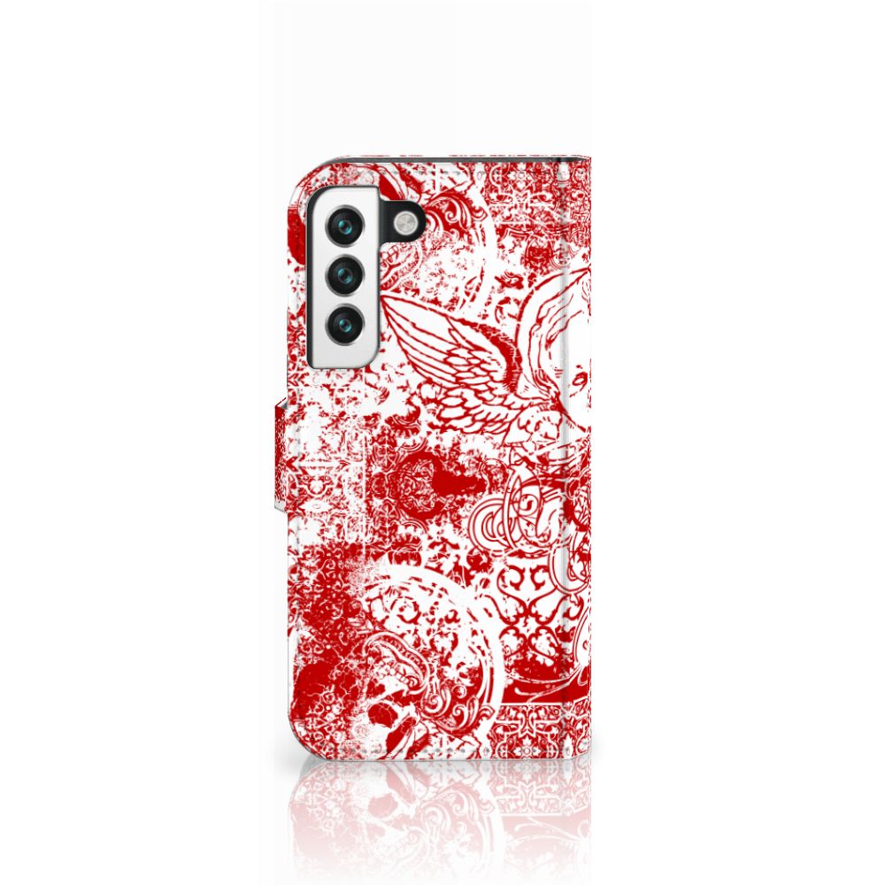 Telefoonhoesje met Naam Samsung Galaxy S22 Angel Skull Rood