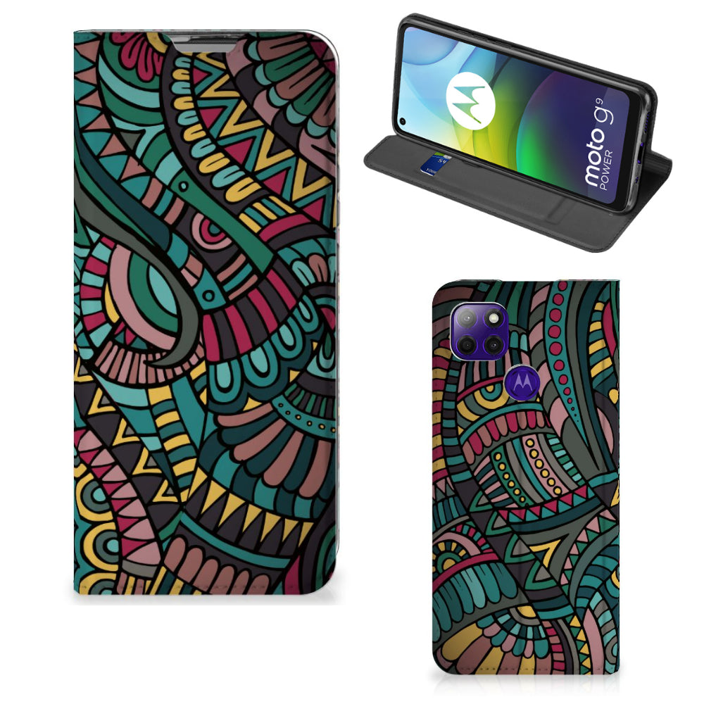 Motorola Moto G9 Power Hoesje met Magneet Aztec