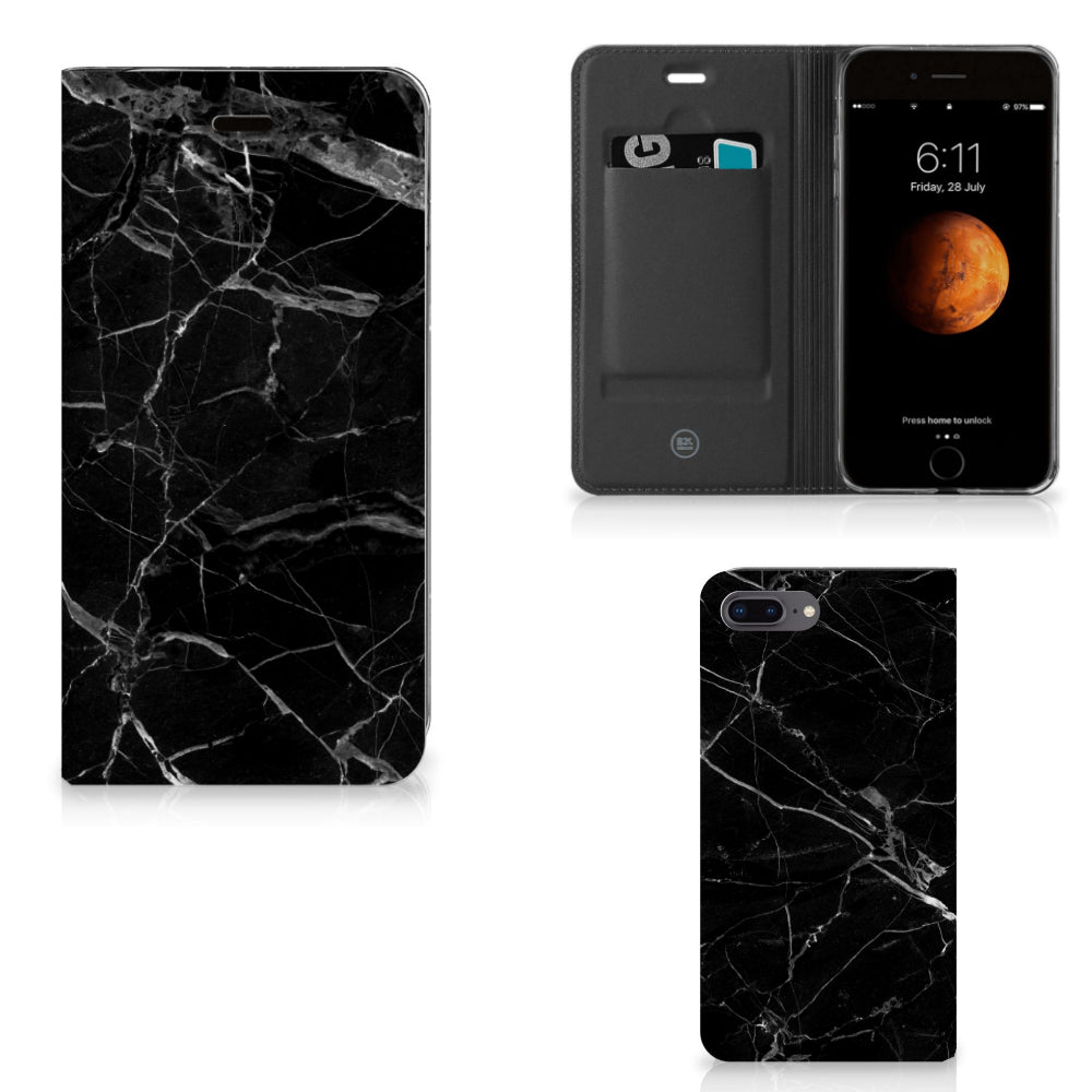 Apple iPhone 7 Plus | 8 Plus Standcase Marmer Zwart - Origineel Cadeau Vader