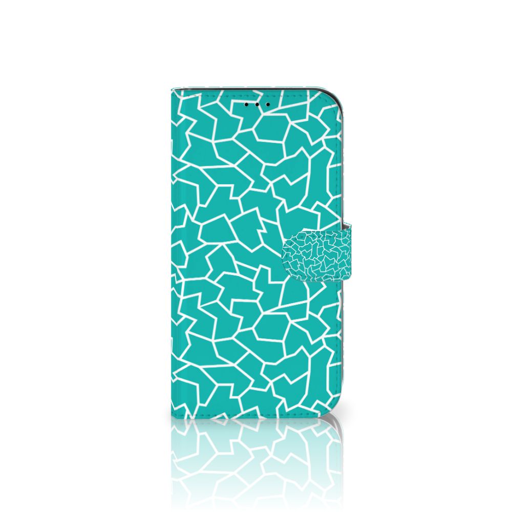 iPhone 13 Pro Max Hoesje Cracks Blue met een trendy barstontwerp en turquoise achtergrond voor optimale bescherming 📱.
