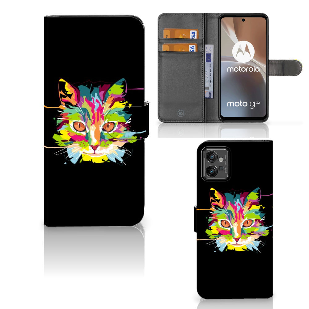 Motorola Moto G32 Leuk Hoesje Cat Color