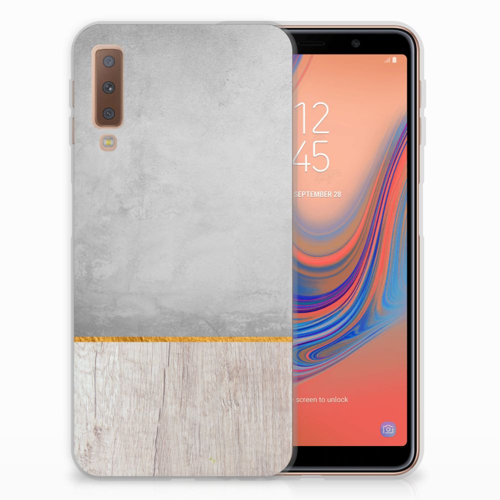 Samsung Galaxy A7 (2018) Bumper Hoesje Wood Concrete