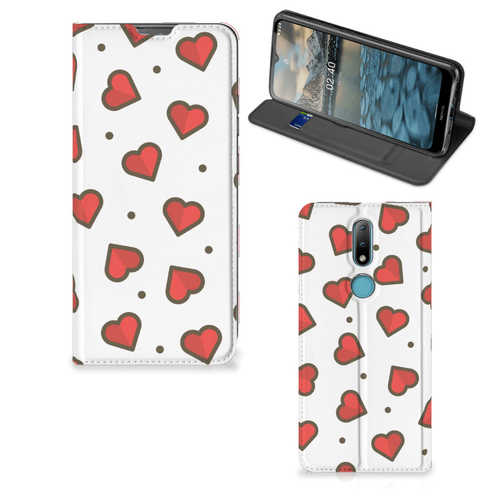 Nokia 2.4 Hoesje met Magneet Hearts
