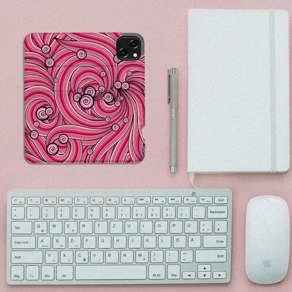 iPhone 13 Bookcase Swirl Pink