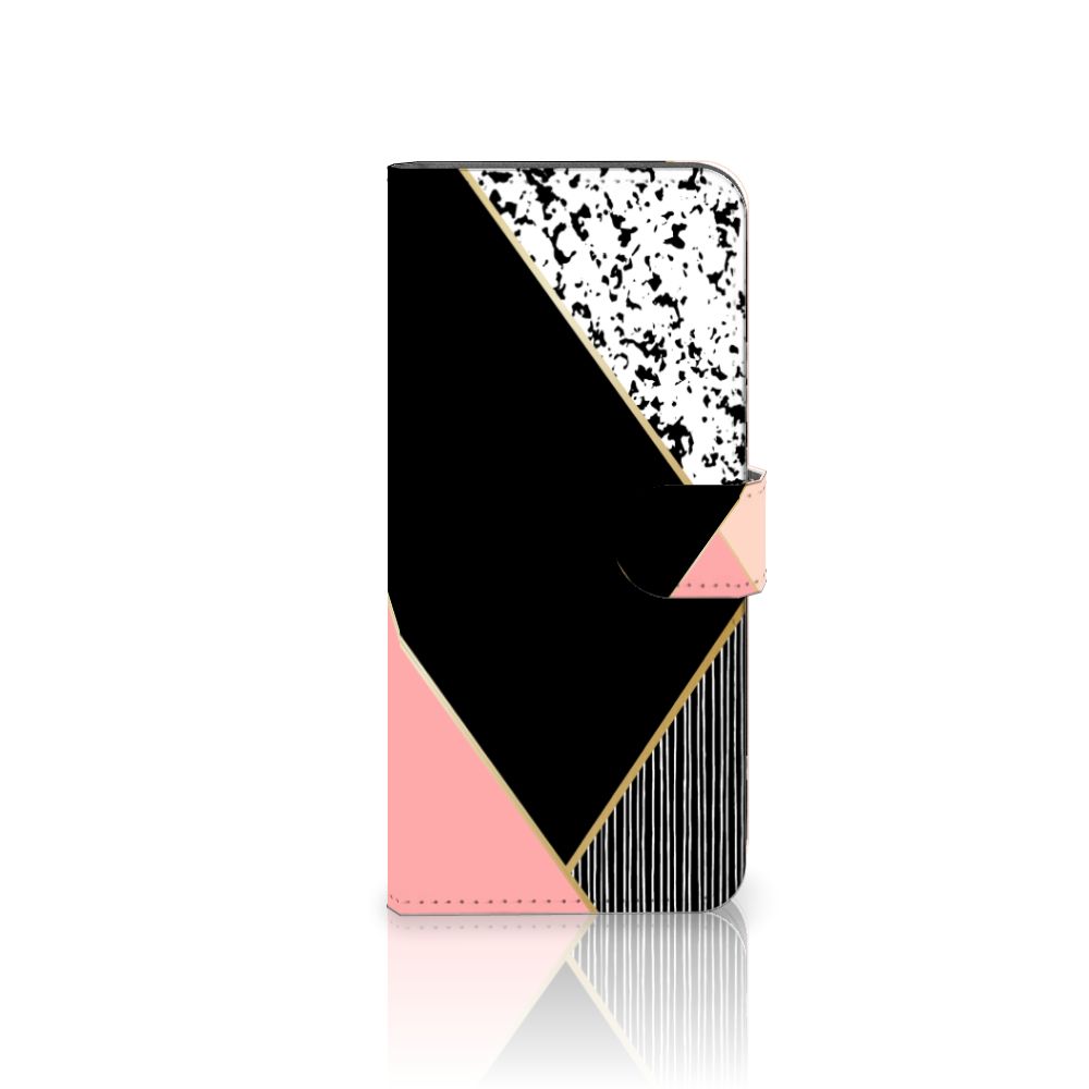 Xiaomi Redmi 10C Book Case Zwart Roze Vormen