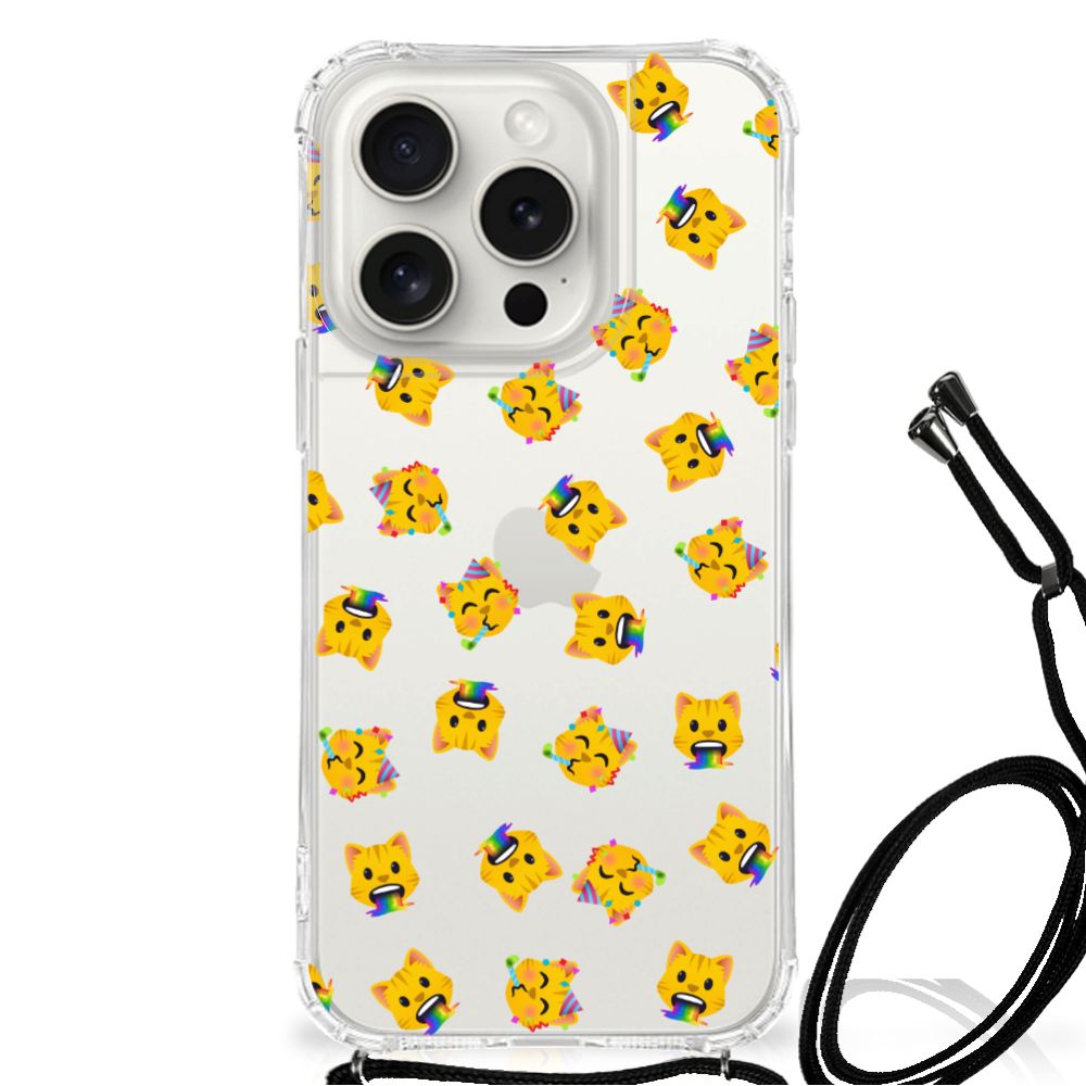 Doorzichtige Silicone Hoesje voor iPhone 15 Pro Katten Emojis B2C Telecom