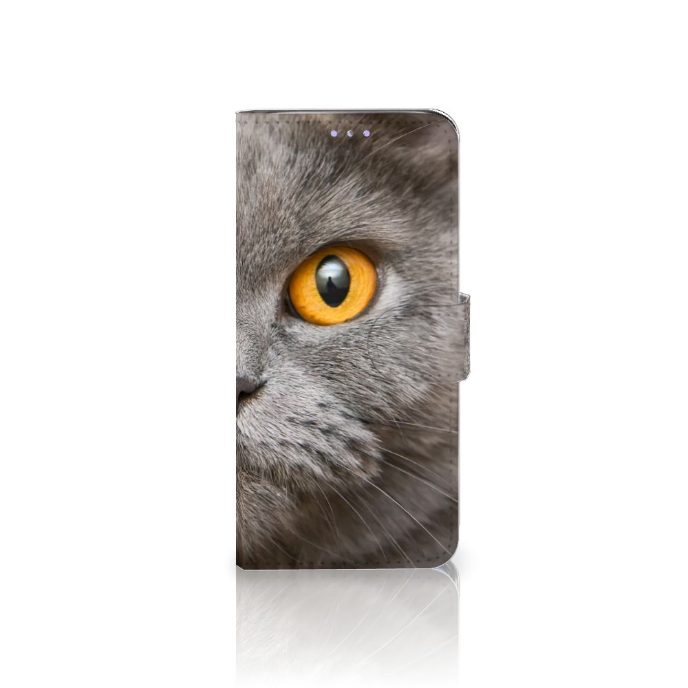 Telefoonhoesje met Pasjes Samsung Galaxy S20 Britse Korthaar met close-up van de kat met gele ogen