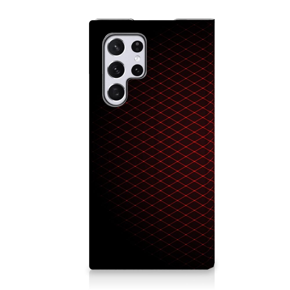 Samsung Galaxy S22 Ultra Hoesje met Magneet Geruit Rood - B2C Telecom