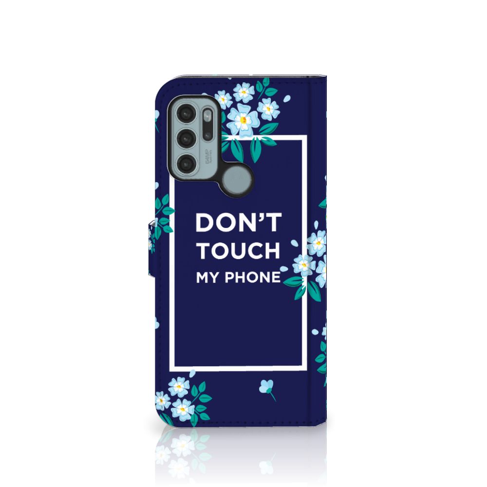 Motorola Moto G60s Portemonnee Hoesje Flowers Blue DTMP