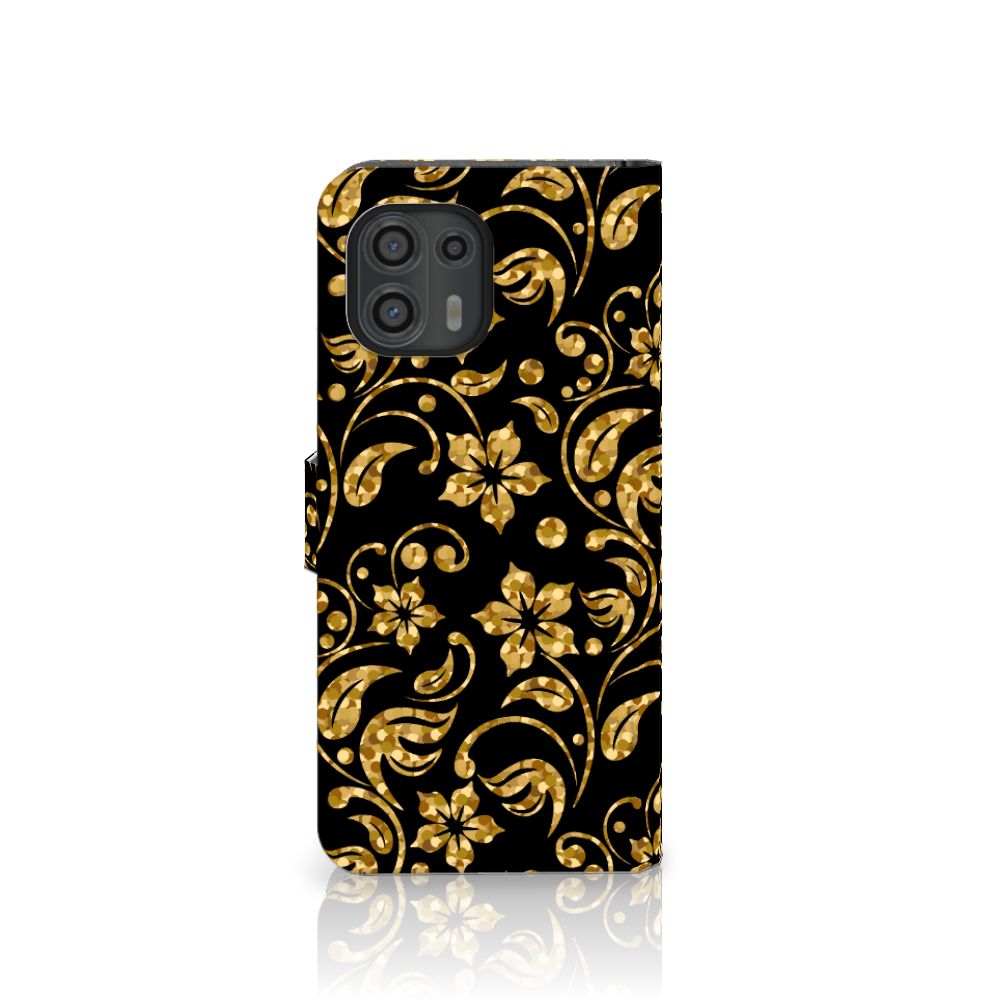 Motorola Edge 20 Lite Hoesje Gouden Bloemen