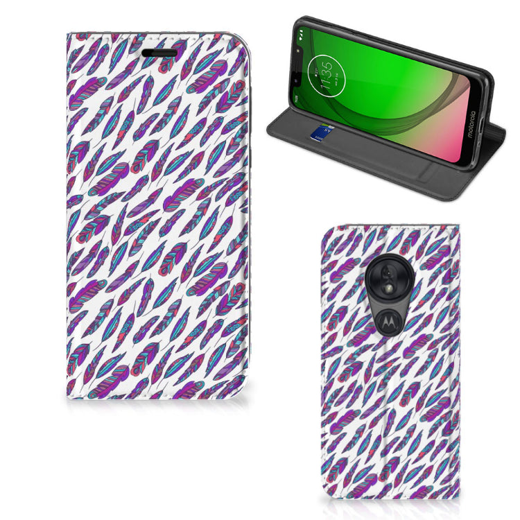 Motorola Moto G7 Play Hoesje met Magneet Feathers Color