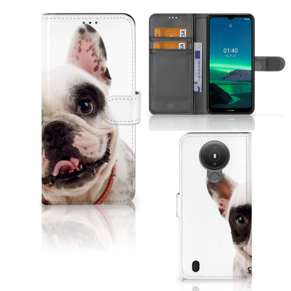 Nokia 1.4 Telefoonhoesje met Pasjes Franse Bulldog