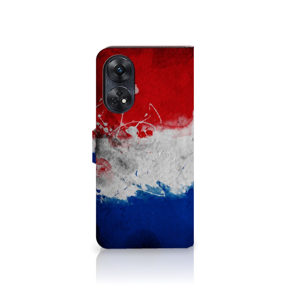 OPPO Reno8 T 4G Bookstyle Case Nederland met artistiek design van de Nederlandse vlag.