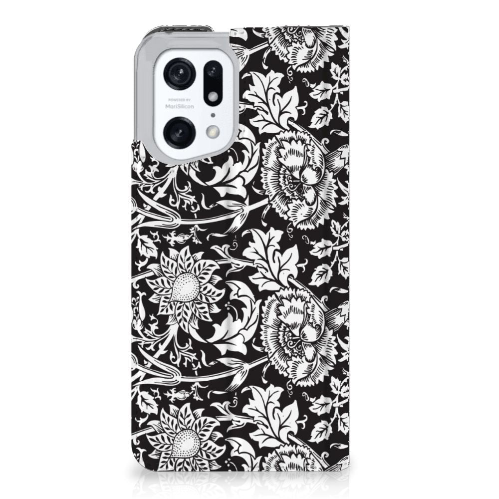 OPPO Find X5 Pro Smart Cover Black Flowers - B2C Telecom
