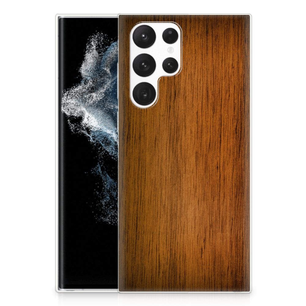 Samsung Galaxy S22 Ultra Bumper Hoesje Donker Hout