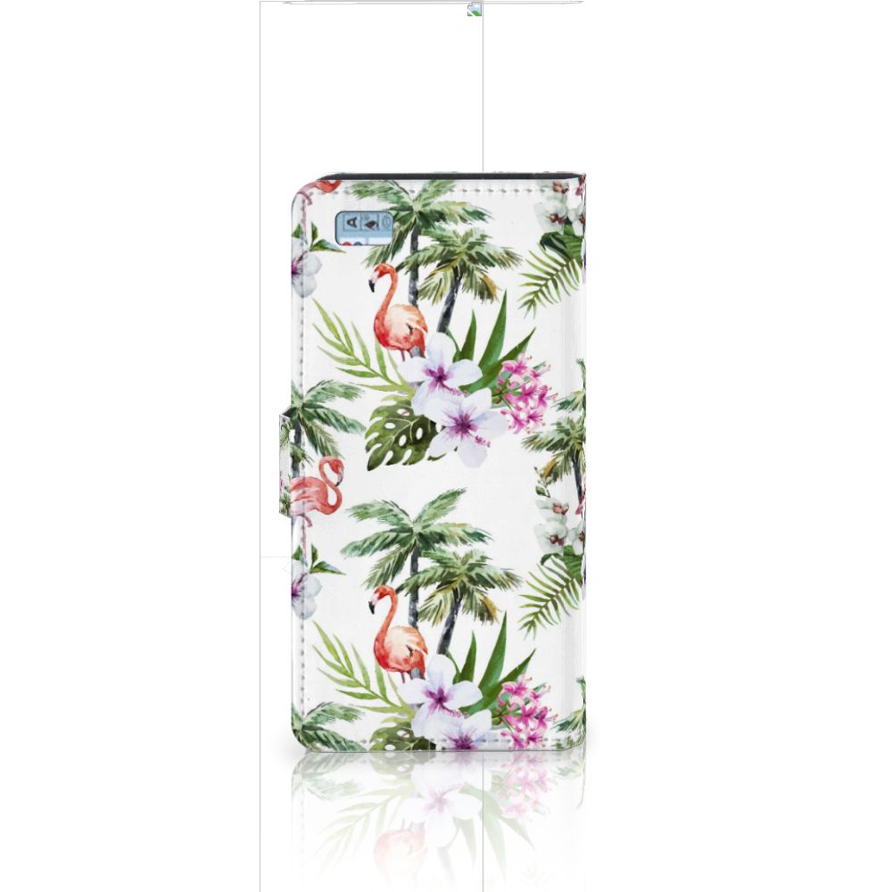 Huawei Ascend P8 Lite Telefoonhoesje met Pasjes Flamingo Palms