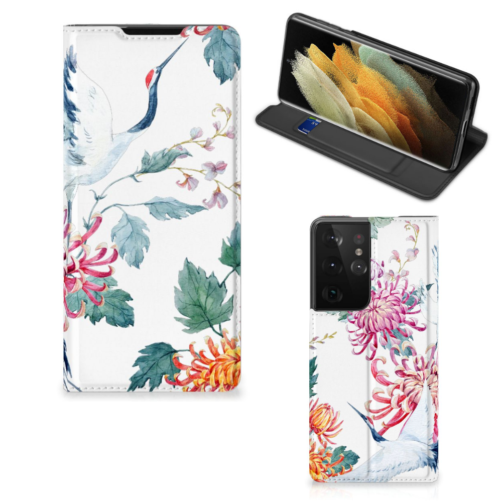 Samsung Galaxy S21 Ultra Hoesje maken Bird Flowers - B2C Telecom