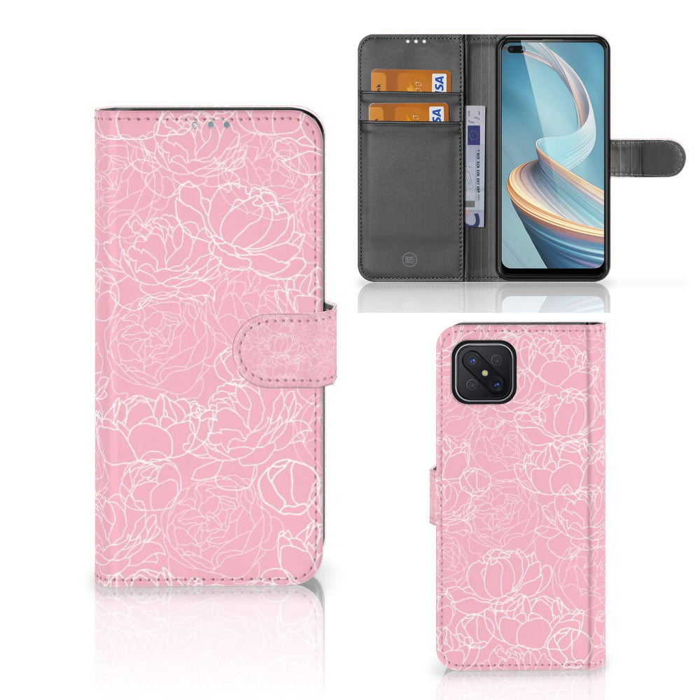 OPPO Reno4 Z Hoesje White Flowers
