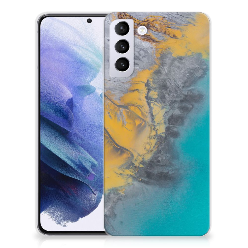 Samsung Galaxy S21 Plus TPU Siliconen Hoesje Marble Blue Gold B2C Telecom