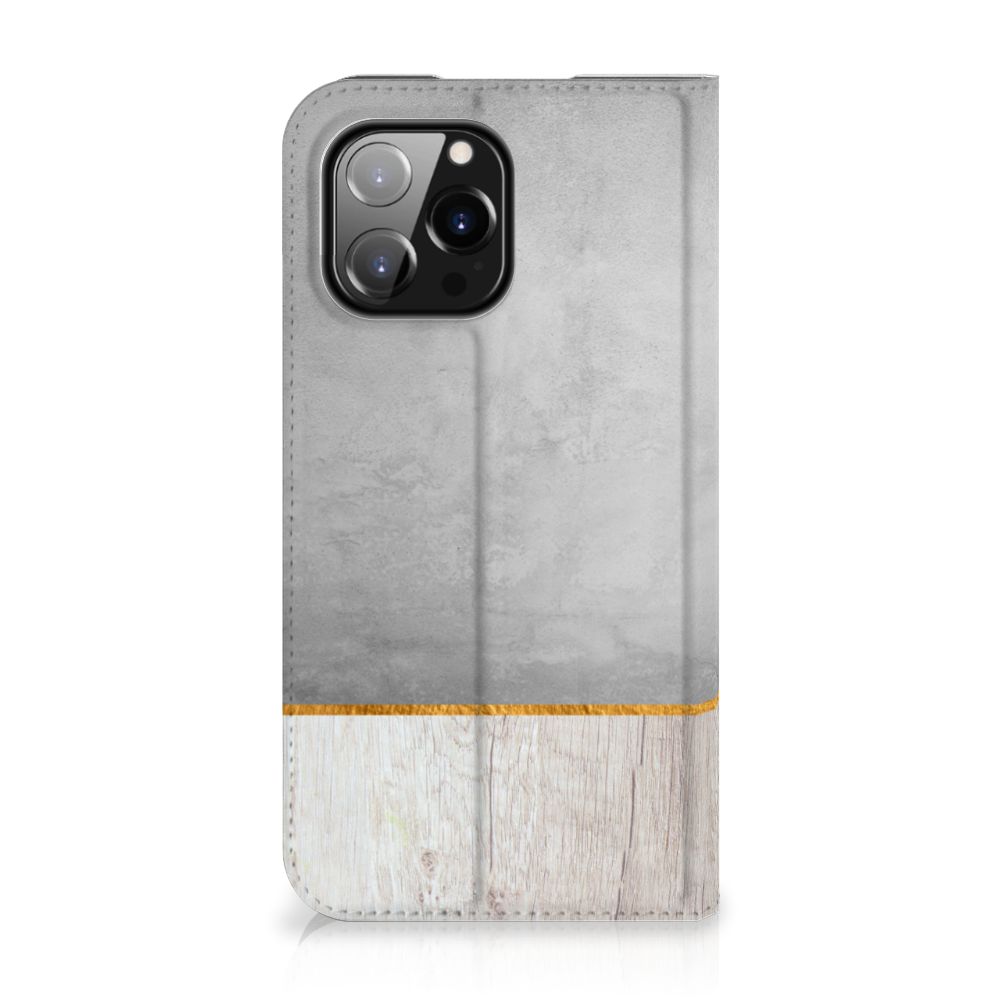 iPhone 14 Pro Max Book Wallet Case Wood Concrete - B2C Telecom