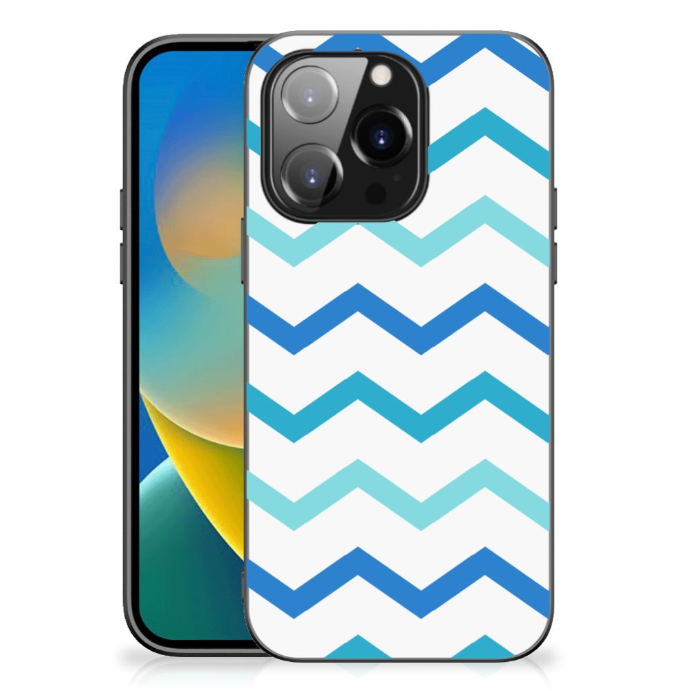 iPhone 14 Pro Back Case Zigzag Blauw B2C Telecom
