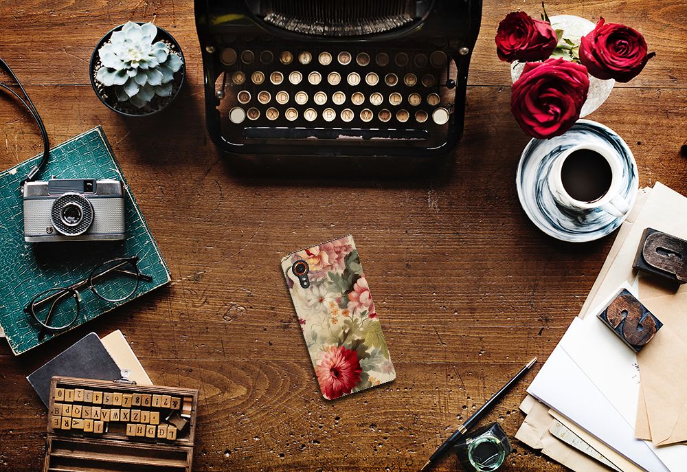 Smart Cover voor Samsung Galaxy Xcover 7 Bloemen design bloemen hoesje aanzicht