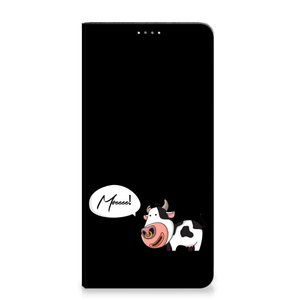 Samsung Galaxy A14 5G Magnet Case Cow with playful cow design and speech bubble saying 'Moo!'. Unique phone accessory.