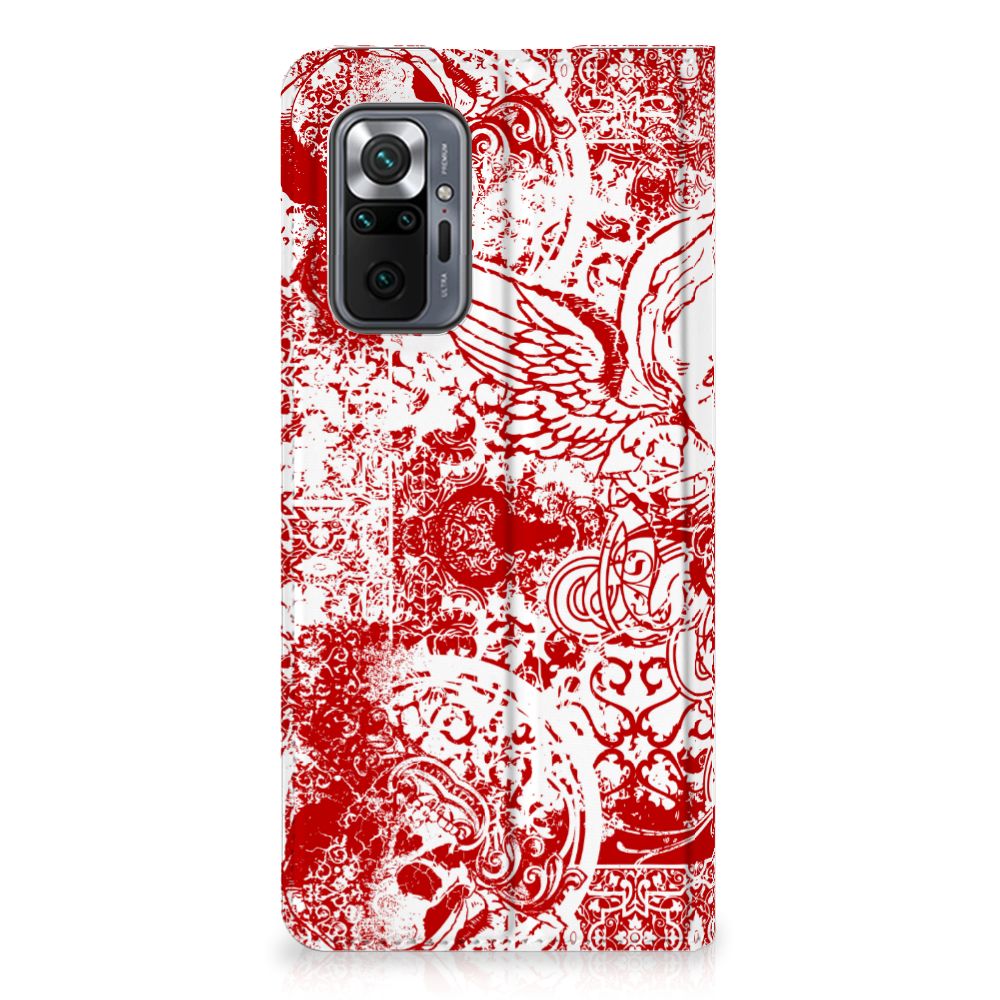 Mobiel BookCase Xiaomi Redmi Note 10 Pro Angel Skull Rood - B2C Telecom