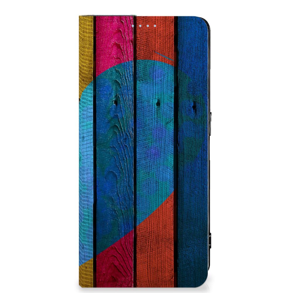 OPPO Reno8 Pro Book Wallet Case Wood Heart - Cadeau voor je Vriend - B2C Telecom