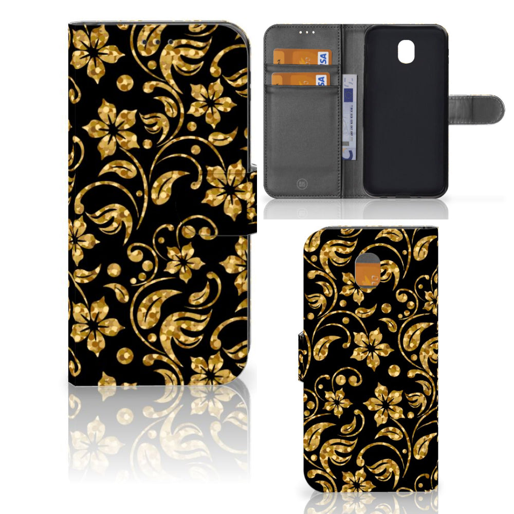 Samsung Galaxy J5 2017 Hoesje Gouden Bloemen