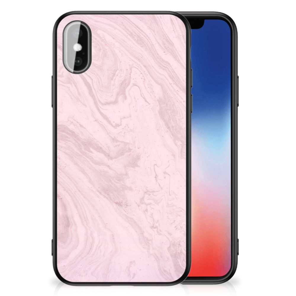 iPhone X | Xs Marmeren Print Telefoonhoesje Marble Pink - Origineel Cadeau Vriendin