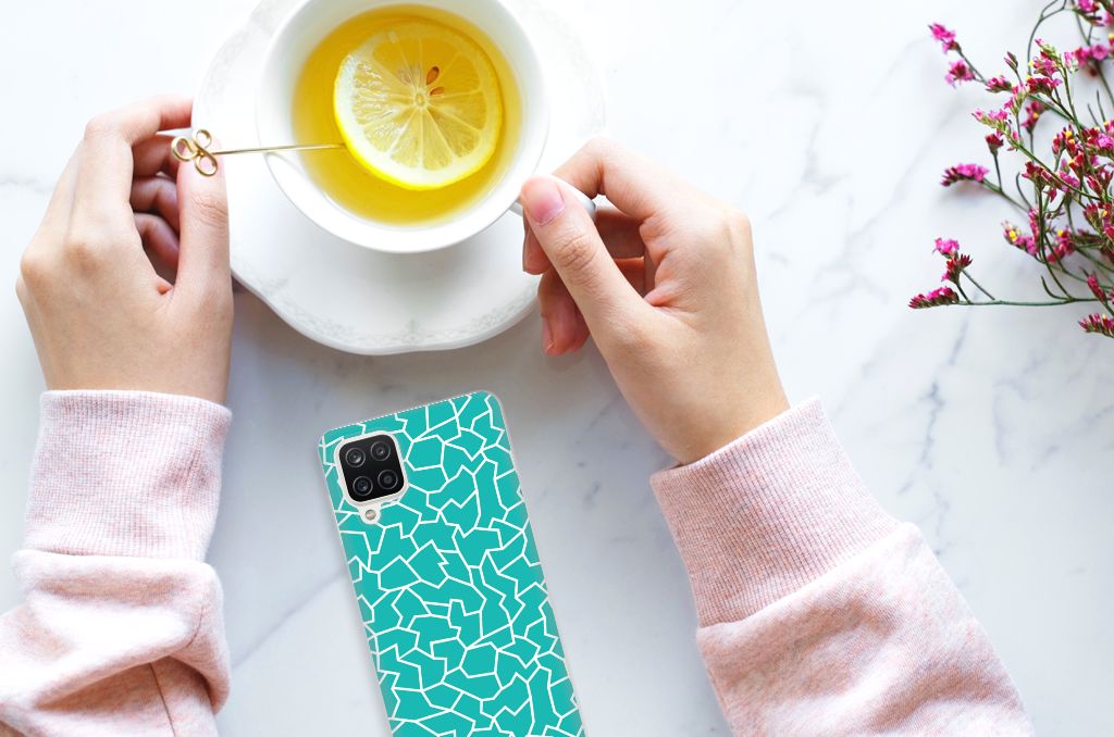 Samsung Galaxy A12 Hoesje maken Cracks Blue B2C Telecom
