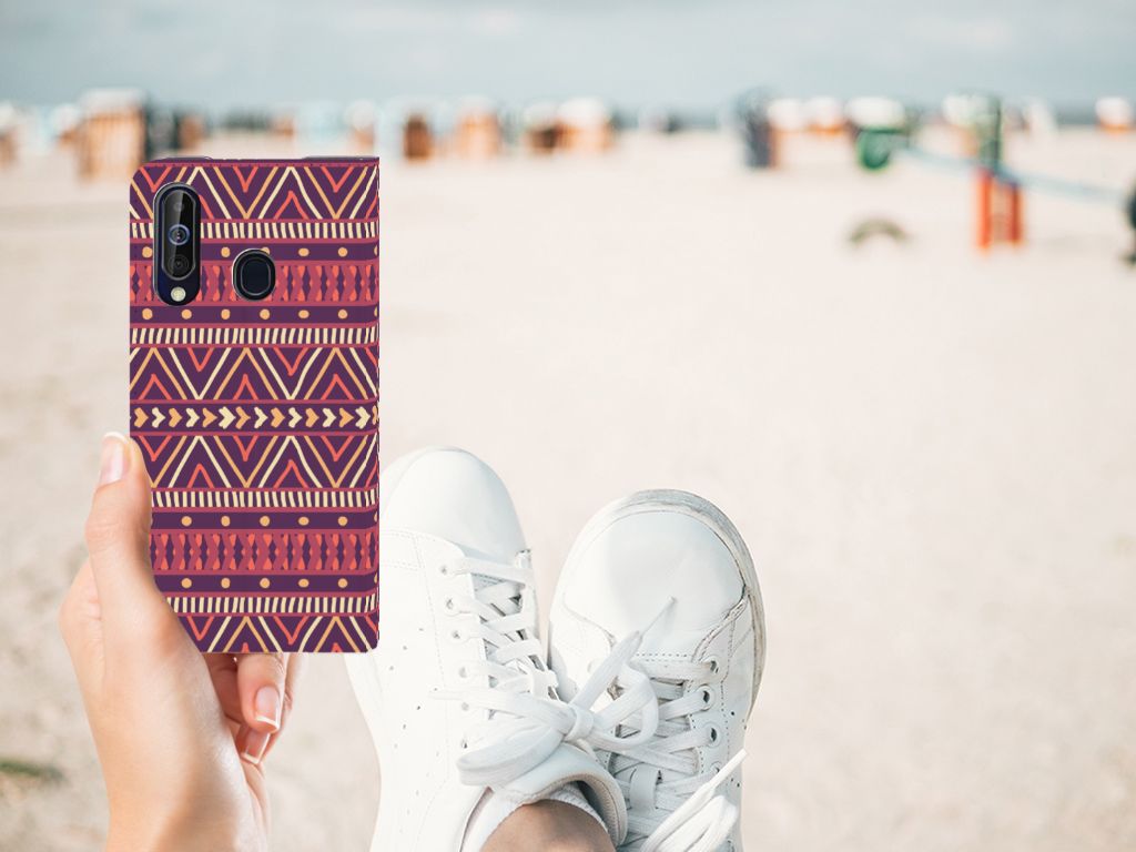 Samsung Galaxy A60 Hoesje met Magneet Aztec Paars