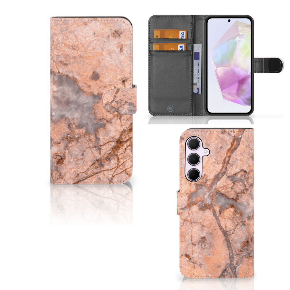 Samsung Galaxy A35 Bookcase Marmer Oranje