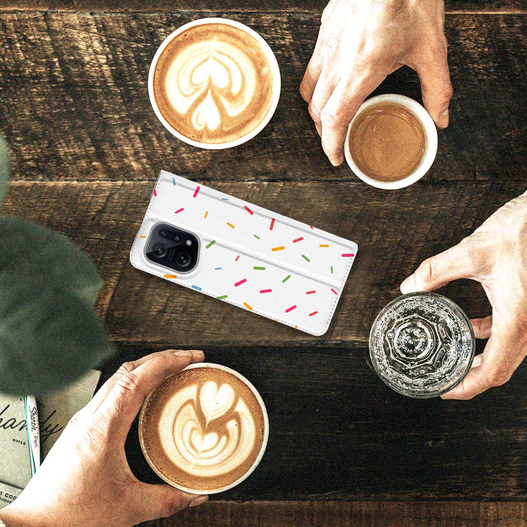 OPPO Find X5 Flip Style Cover Donut Roze - B2C Telecom