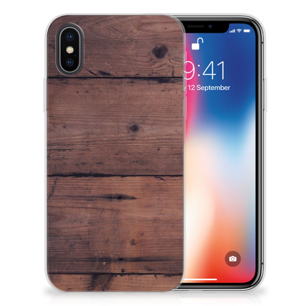 Apple iPhone X | Xs Bumper Hoesje Old Wood