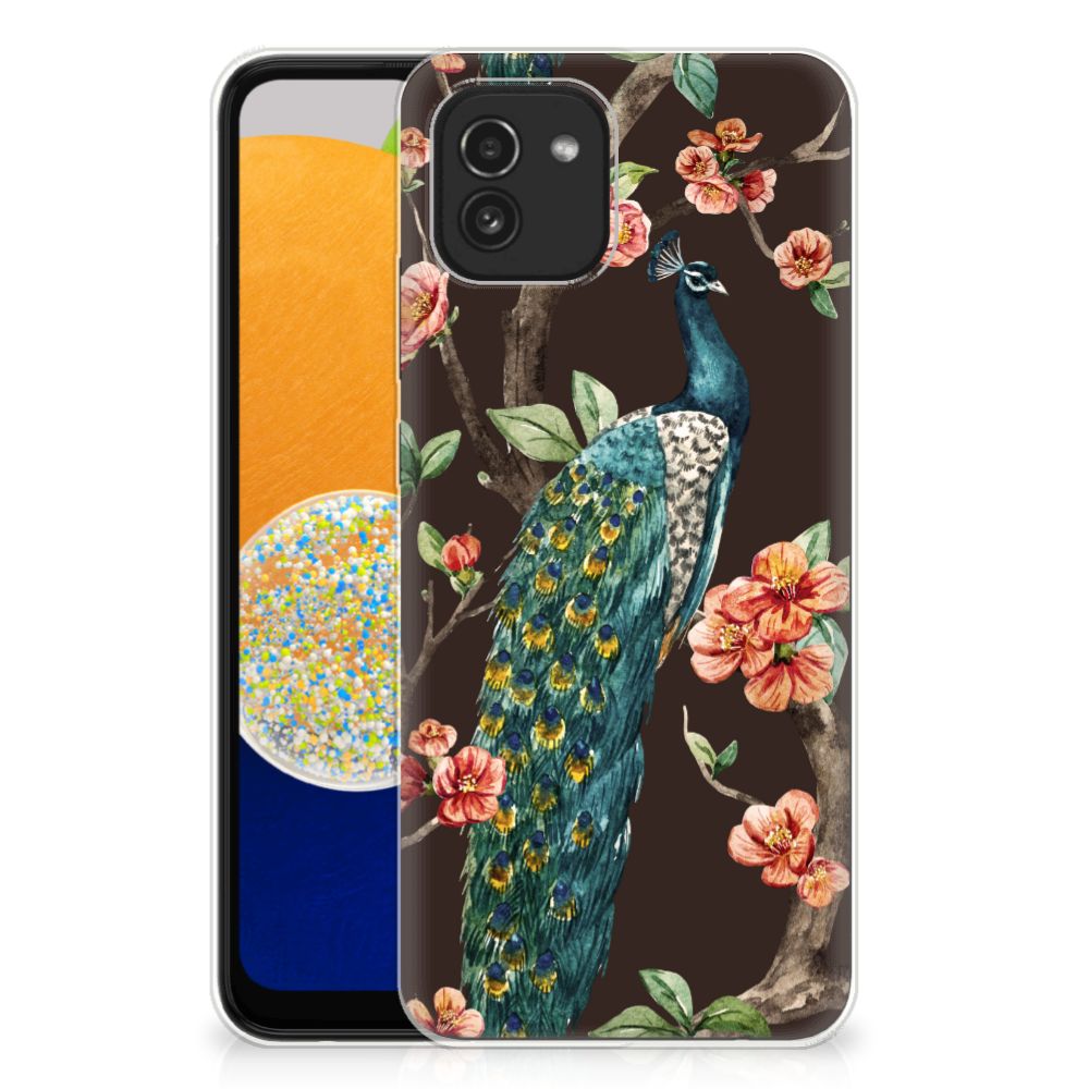 Samsung Galaxy A03 TPU Hoesje Pauw met Bloemen B2C Telecom
