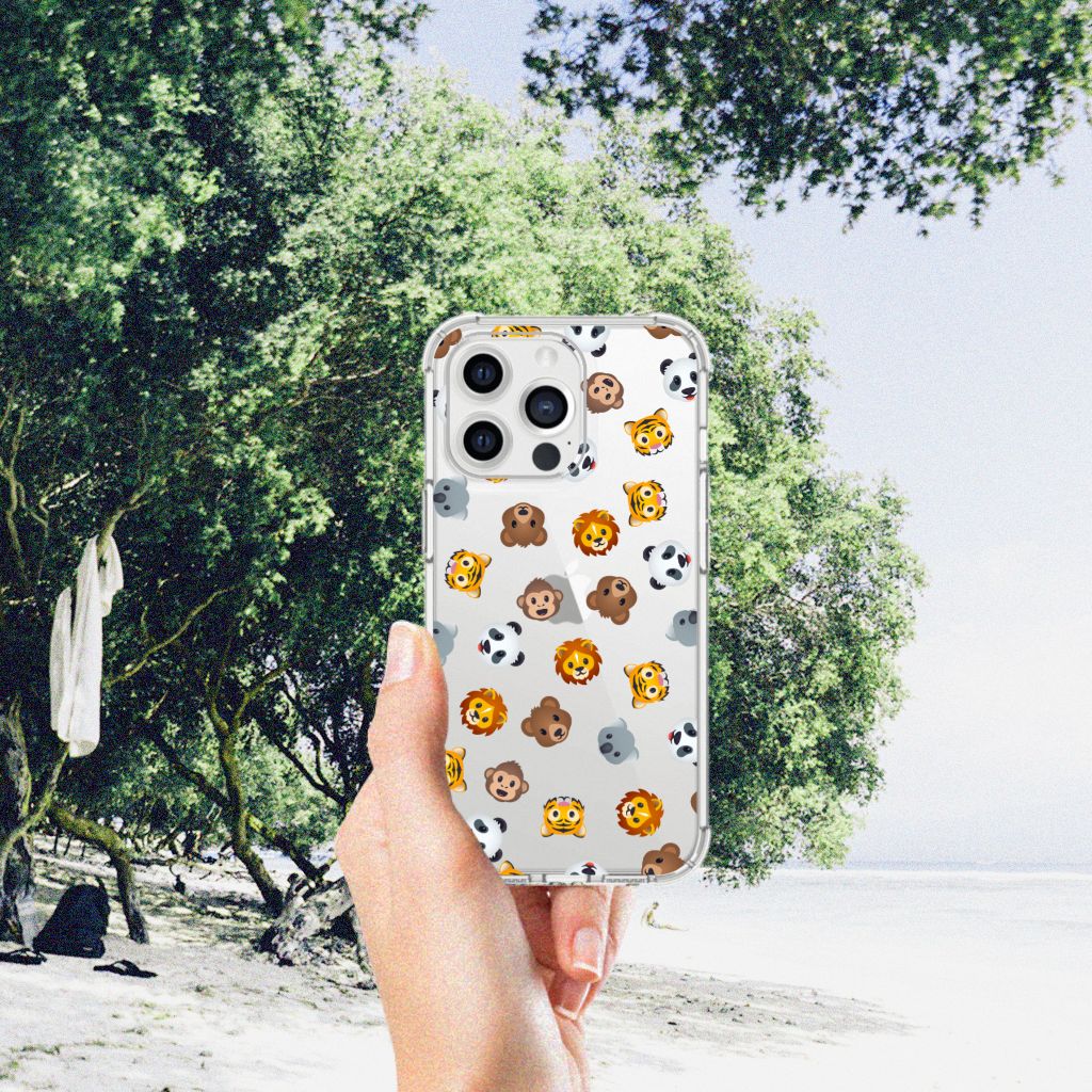 Doorzichtige Silicone Hoesje voor iPhone 13 Pro Max Dieren Emojis - B2C Telecom