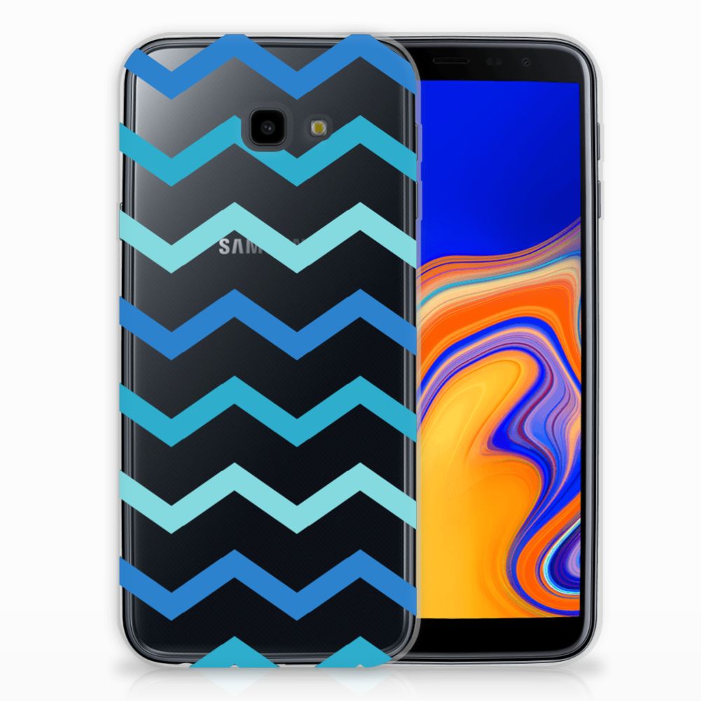 Samsung Galaxy J4 Plus (2018) TPU bumper Zigzag Blauw