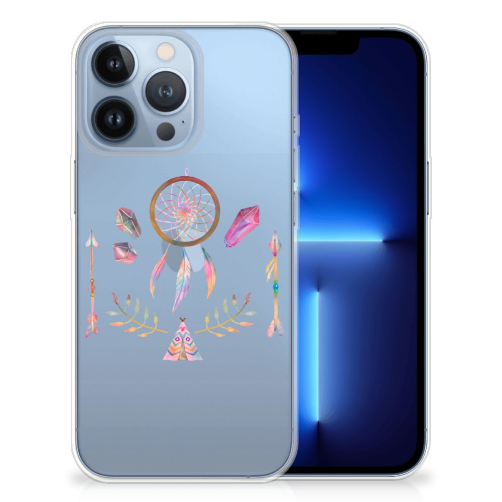 Apple iPhone 13 Pro Telefoonhoesje met Naam Boho Dreamcatcher - design met kleurrijke dromenvanger ✨.