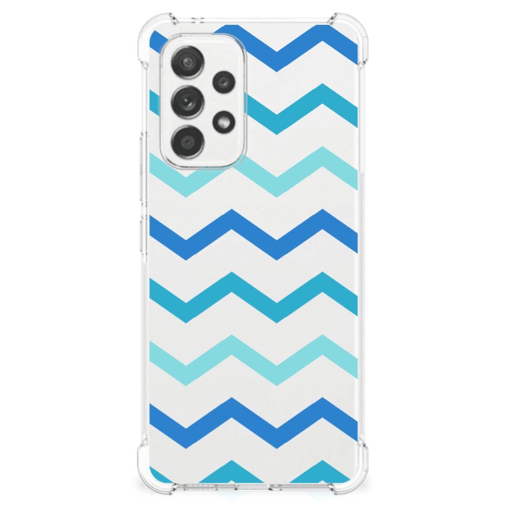 Samsung Galaxy A53 5G Doorzichtige Silicone Hoesje Zigzag Blauw