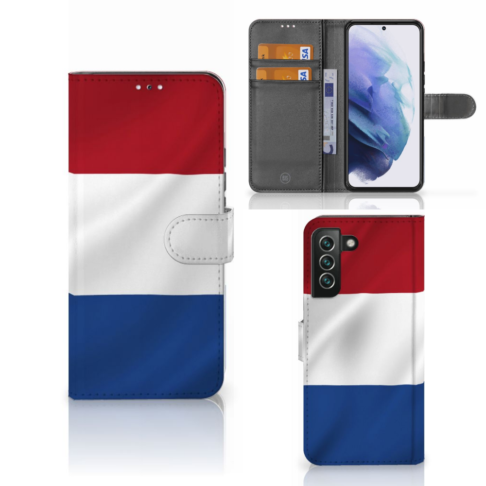 Samsung Galaxy S22 Plus Bookstyle Case Nederlandse Vlag met artistiek ontwerp van de Nederlandse vlag.