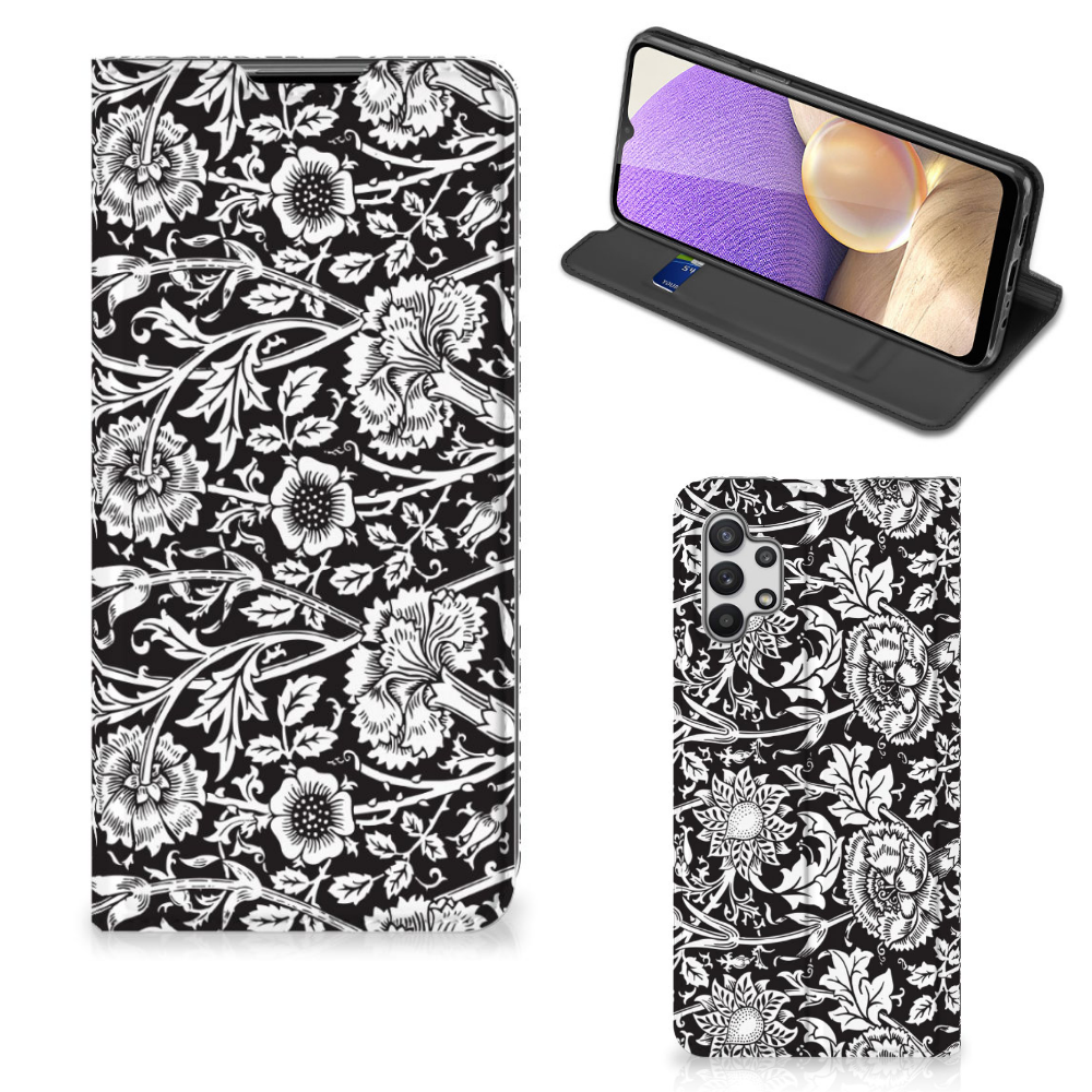 Samsung Galaxy A32 5G Smart Cover Black Flowers - B2C Telecom